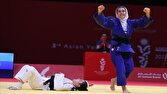 مدال طلای جودو بر گردن دختر ایران