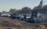 آتش گرفتن ۲۸ خودرو در پارکینگ توقیفیها/ عکس آتش گرفتن ۲۸ خودرو در پارکینگ توقیفیها/ عکس